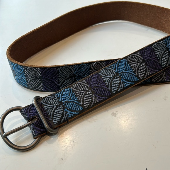 Lucky Brand Accessories - Lucky brand blue and purple leather belt with embroidery